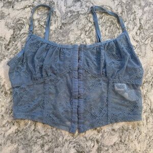 Garage Light Blue Lace Top